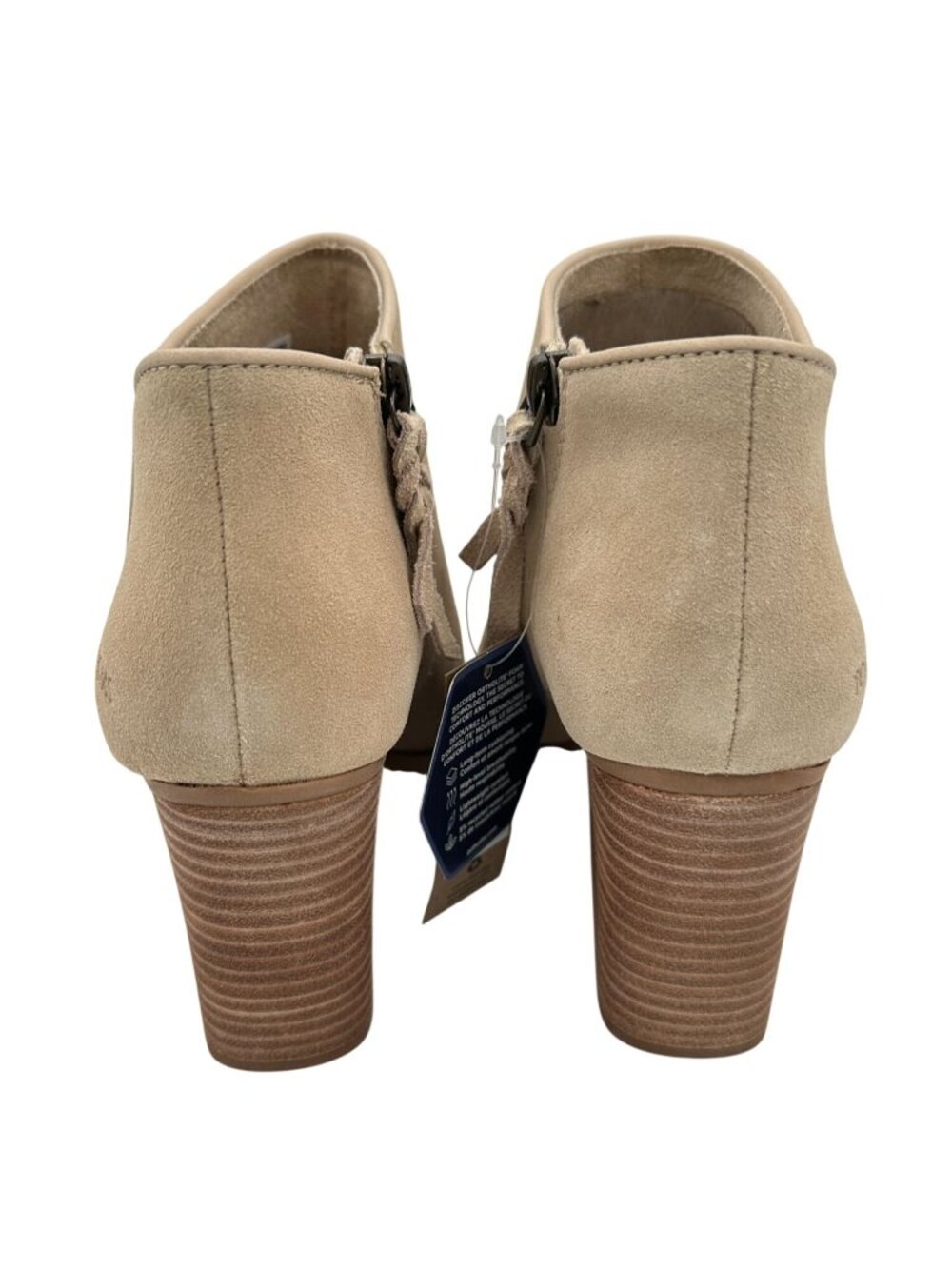 Toms Ankle Booties Size 9 Tan Suede Hadley Side Zip Stacked Heel Western Style - Picture 8 of 16
